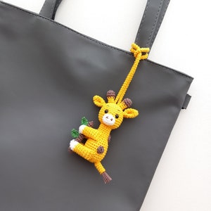 Crochet Giraffe Car Charm: Handmade Cotton Car Mirror Hanging