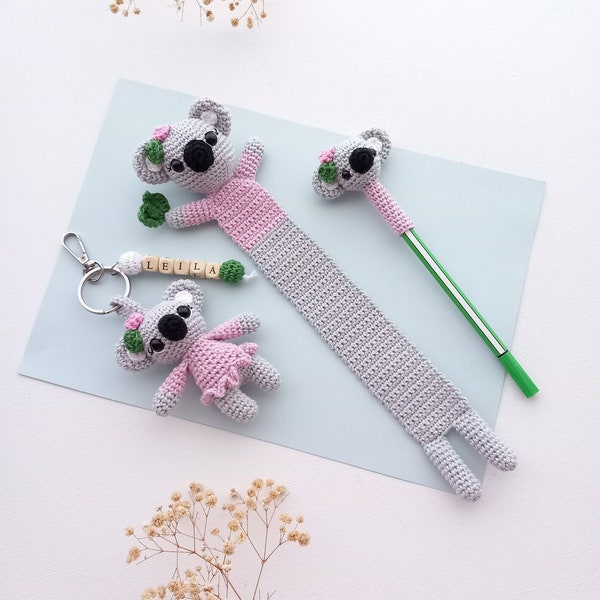 Crochet Koala Bookmark , Koala keychain , Porteclef  koala , Koala Bookmark , Koala lesezeichen, Animal Koala Bookmark, Koala Pencil Topper