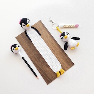 ペンギンブックマーク、あみぐるみペンギンブックマーク、動物ブックマーク、ペンギンキーホルダー、キリンキーホルダー、Lesezeichen、ペンギンペンシルトッパー