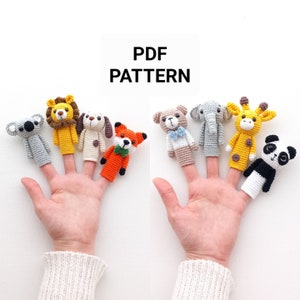 Crochet Finger Puppets Pattern, Amigurumi Finger Puppet Pattern, Lion Finger Puppet Pattern, Instant PDF Download, Fox Finger Puppet Pattern