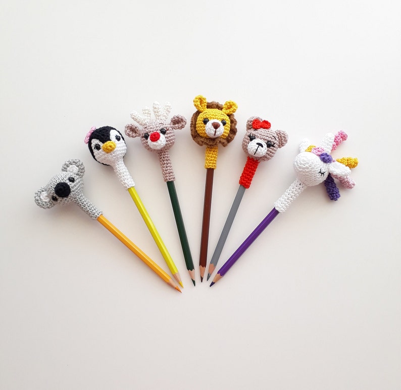 Crochet Pencil Toppers Animal Pencil Toppers for Best Gift Etsy