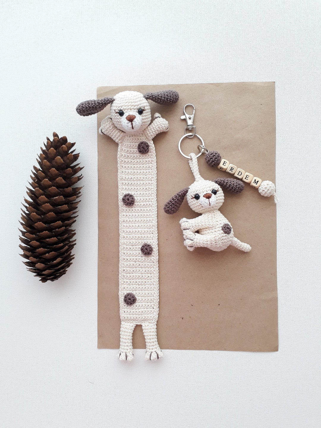 Crochet Dog Bookmark, Amigurumi Dog Bookmark, Crochet Dog Keychain