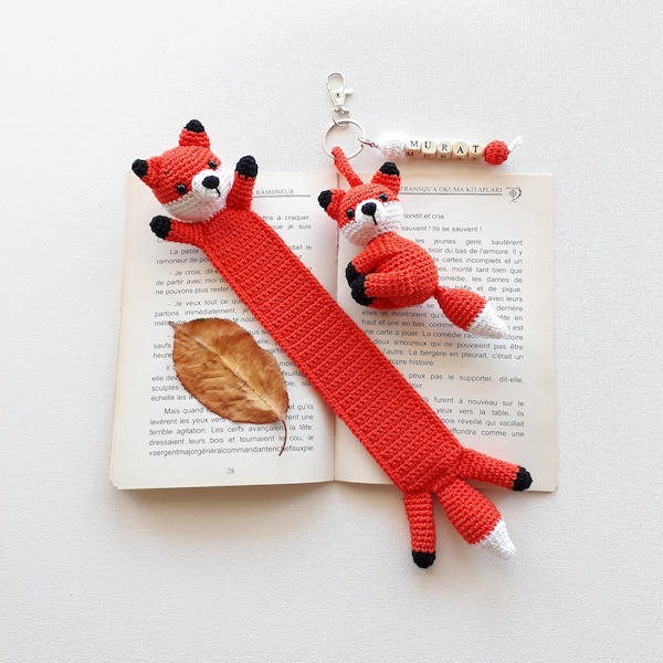 Crochet Fox Bookmark , Crochet Fox Keychain, Amigurumi fox keychain , Lesezeichen , Lesezeichen fuch , Personalized gift , Custom gift