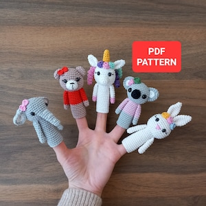 Crochet Finger Puppets Pattern, Animal Finger Puppet Pattern, Crochet Pattern PDF, Instant PDF Download, Bear Pattern, Only ENGLISH Pattern