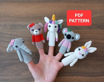 Crochet Finger Puppets Pattern, Animal Finger Puppet Pattern, Crochet Pattern PDF, Instant PDF Download, Crochet Bear Finger Puppet Pattern