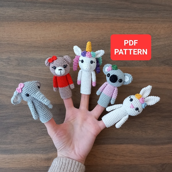 Modèle de marionnettes à doigt au crochet, modèle animal de marionnettes à doigt, modèle de marionnettes à doigt au crochet PDF, téléchargement PDF instantané, modèle de marionnette à doigt ours au crochet