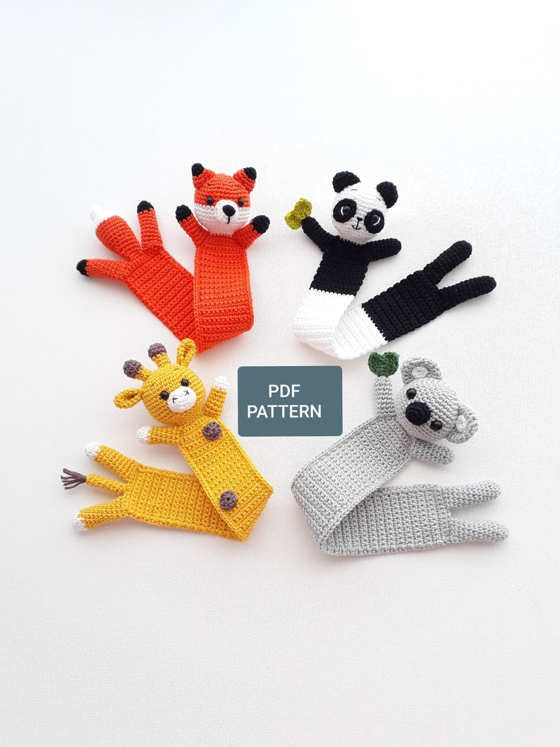 Modèle de crochet PDF / Modèle de marque-page Fox / Modèle de marque-page Panda / Modèle de marque-page girafe / Modèle de marque-page Koala / Téléchargement PDF instantané image 1