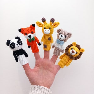 Crochet Finger Puppets, Animal Finger Puppets, Giraffe Finger Puppet, Bear Finger Puppet, Dog Finger Puppet, Amigurumi Panda Finger Puppet