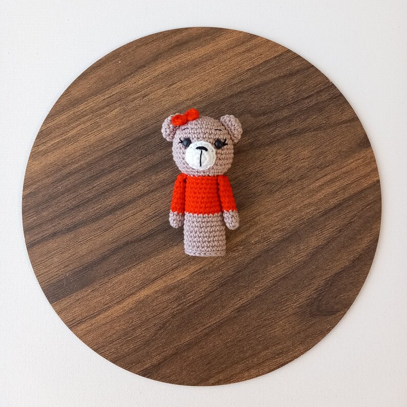 Crochet Elephant Finger Puppet Pattern, Amigurumi Bear Finger Puppet