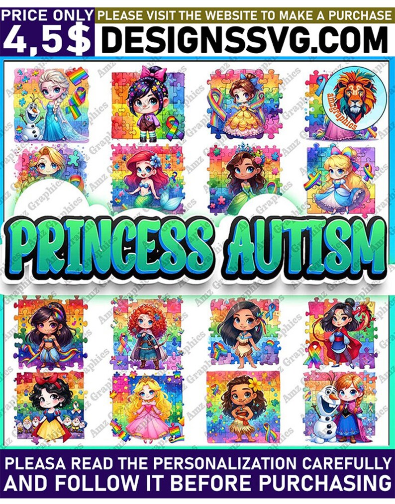 15 Autism Princess Png Bundle, Autism Awareness Png, Awareness Png, Be ...