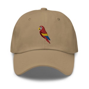 Embroidered Macaw Parrot Dad Hat - Tropical Bird Cap