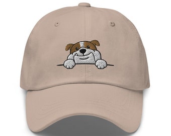 Cute Bulldog Embroidered Baseball dad Hat,Bulldog Lover Gift,Bulldog Owner Hat,Bulldog Mom Gift,English Bulldog Dad Gift,Embroidered Dad Hat