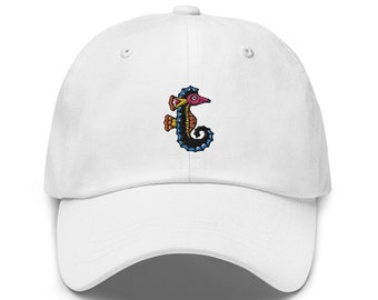 Colorful Seahorse Embroidered Baseball Dad Hat, Seahorse Lover Gift Cap, Funny Seahorse Hat, Ocean Lover Gift, Sea, Fishing Lover Dad Hat