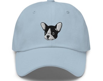 Frenchie's Love Embroidered Dad Hat, Adjustable Baseball Dad Hat - Many Colors-French Bulldog - Men and Women -One Size - Dog Lover Dad Cap