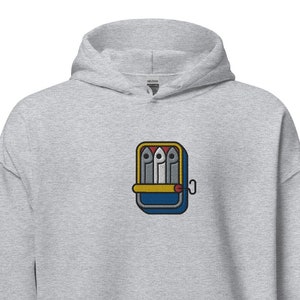Cute Sardines Unisex Hoodie, Handmade Embroidered Hoodie, Sardine Lovers Gifts, Premium Hooded Sweater, Hoodie Embroidery - Multiple Colors