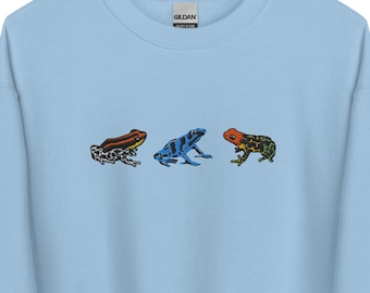 Embroidered Dart Frog Sweatshirt: Unisex Frog Lover Gift