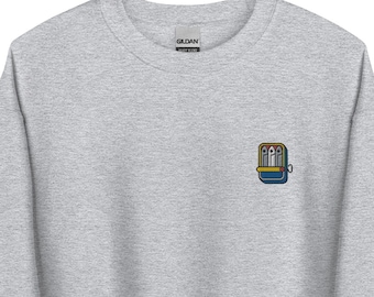 Sardines Can Embroidered Sweatshirt Gift, Cute Sardine Lover Gifts, Unisex Crewneck Sweater, Long Sleeve Pullover Sweater - Multiple Colors