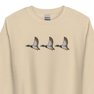 Embroidered Duck Sweatshirt, Duck Lover Embroidery Hoodie Crewneck, Unisex Crewneck Sweater, Long Sleeve Pullover Sweaters - Multiple Colors