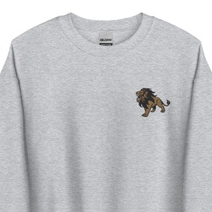 Lion Roar Embroidered Sweatshirt Gift, Gift For Lion Lovers, Cute Unisex Crewneck Sweater, Long Sleeve Pullover Sweater - Multiple Colors