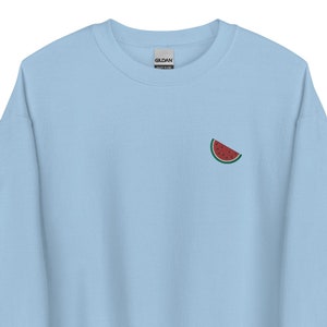 Watermelon Embroidered Sweatshirt Gift, Watermelon Lover Gift, Cute Unisex Crewneck Sweater, Long Sleeve Pullover Sweater - Multiple Colors