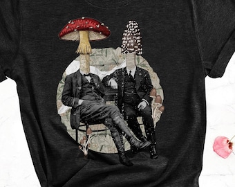Funny Mushroom people collage Unisex T-Shirt,Mushrooms Are People Too, Mushroom Aesthetic Gift Shirt,Mushroom Cottagecore Lover Unisex Shirt