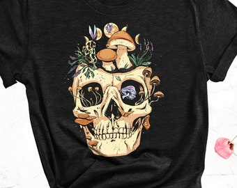 Schädel & Pilz T-Shirt: Cottagecore Goblincore Kleidung