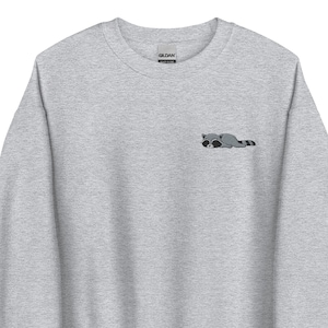 Relaxing Raccoon Embroidered Crewneck Sweatshirt - Unisex