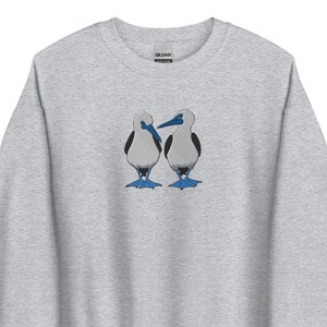 Blue-Footed Booby Embroidered Sweatshirt Gift, Boobies Lover Gifts, Unisex Crewneck Sweater, Long Sleeve Pullover Sweater - Multiple Colors