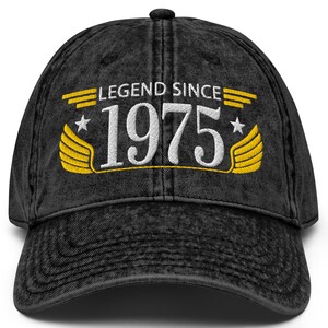 Gorra bordada Legend Since 1975, regalo de 50 cumpleaños para hombres y mujeres, gorra vintage, regalo de 50 cumpleaños, gorra de sarga de algodón vintage de 1975