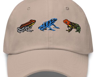 Embroidered Dart Frog Dad Hat: Unisex Baseball Cap