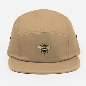 Bij geborduurde pet met vijf panelen: katoenen Save The Bees-hoed