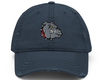 Bulldog Embroidered Distressed Dad Hat, Dog Owner Gift, Bulldog Lover Gift, Bulldog Hat, Handmade Cap, Adjustable Cap Gift - Multiple Colors