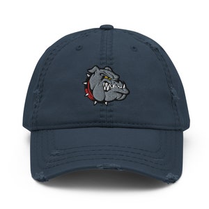 Embroidered Bulldog Distressed Dad Hat: Adjustable Dog Lover Cap