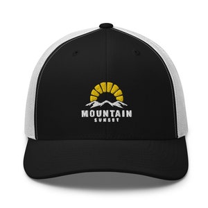 Mountain Sunset Trucker Dad Hat, Relaxed Fit Hat, Embroidered Low Profile Cap, Soft Packable Hat for Hikers, Gift for him or her Dad Hat