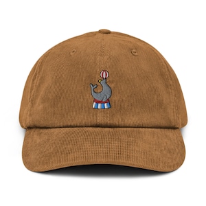 Circus Seal Ball Trick Corduroy Hat, Embroidered Corduroy Hat, Handmade Unisex Dad Hat, Adjustable Baseball Dad Cap Gifts - Multiple Colors