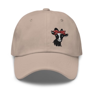 Goat Bandana Embroidered Hat, Color Baseball Cap Hat, Vintage Dad Hat, Goat with Bandana Bow, Farm Girl Hat, Goat Lover Gift Cap,Country Hat