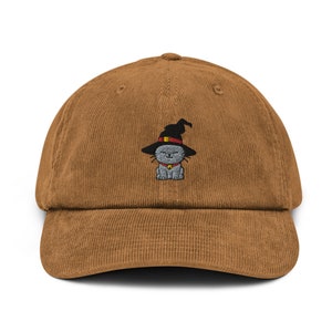 Wizard Cat Embroidered Corduroy Dad Hat - Funny Unisex Cap