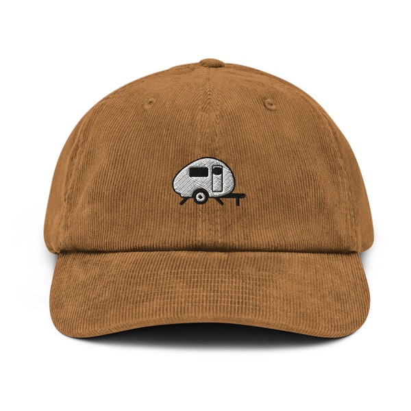 Teardrop Trailer Corduroy hat, Teardrop Camper Hat, Embroidered Unisex Hat, Handmade Corduroy hat, Adjustable Dad Cap Gift - Multiple Colors