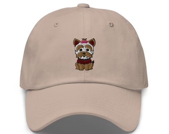 Cute Yorkshire terrier Dog Embroidery Baseball Dad Hat, Dad Hat, Dog lover Gift, Gift for Pet lover Dad Hat, Pug Dog Owner, Yorkie Dad Hat