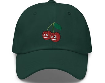 Funny Cherry Embroidered Baseball Dad Hat,Cherrie Baseball Cap Embroidered Cotton Adjustable Hat,Cherry lover Gift,Cherries Fruit Lovers Hat