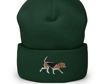 Beagle Dog Cuffed Beanie: Unisex Acrylic Hat, Dog Lover Gift