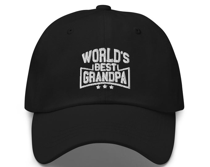 World's Best Grandpa Cap - Grandpa Cap - Embroidered Cap - Baseball Cap Dad Cap - Hat for Best Buds Grandfather Gift for Grandpa Hats