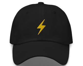 LIGHTNING BOLT Baseball Dad Hat, Embroidered Dad Cap, Storm Thunder Electric ,Meteorologist Gift, Gold Lightning Bolt Embroidered Unisex Hat