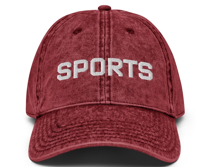 Chapeau de papa brodé de sport, chapeau cadeaux pour les amateurs de sport, chapeau de fan de sport, casquette en sergé en coton vintage, cadeau de sport classique de spectacle de sport - plusieurs couleurs