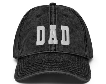 DAD Embroidered Dad Hat Cap, Pregnancy Baby Announcement Gift Dad to Be, Handmade Vintage Cotton Twill Cap, Father's Day New Dad Gift Cap