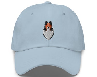 Rough Collie Embroidered Baseball Dad Hat, Embroidery Cap, Shetland Sheepdog Mom, Rough Collie Gifts, Embroidered Cotton Adjustable Dad Hat