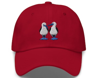 Blue Footed Booby Bird Unisex Embroidered Dad Hat, Blue Footed Booby Gift, Handmade Dad Cap, Adjustable Baseball Cap Gift - Multiple Colors