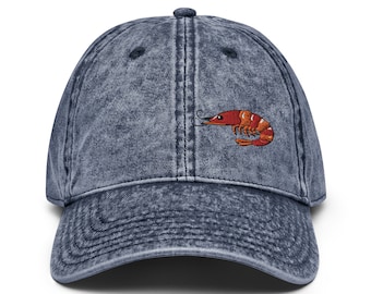 Shrimp Embroidered Vintage Cotton Twill Cap