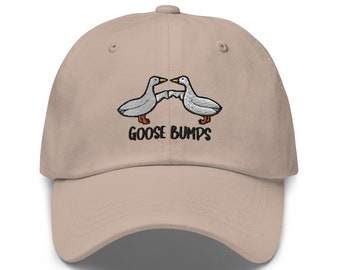 Funny Goose Embroidered Dad Cap, Silly Baseball Hat, Humorous Hat, Goose Bumps Hat, Handmade Dad Hat Animal Lover Gift Cap - Multiple Colors