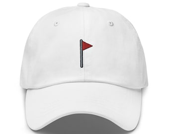 Red Flag Emoji Embroidered Unisex Dad Hat, Handmade Dad Cap, Adjustable Baseball Cap Gift - Multiple Colors